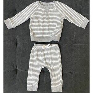 Pat Pat 3/6M Gray Striped Outfit 95% Cotton